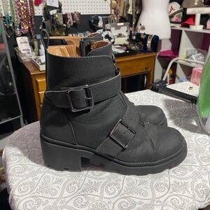 Black Ankle Boots with Buckle Detail